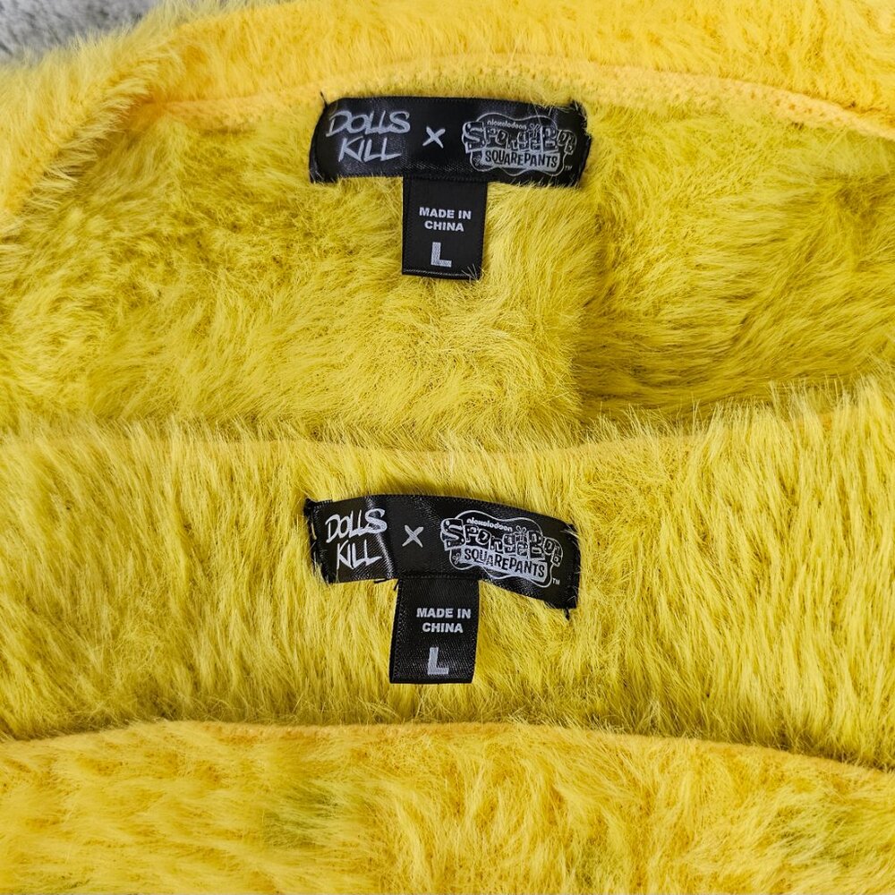 Dolls Kill x SpongeBob Large Fuzzy Knit Embroidered Mini Dress and Shrug - Picture 5 of 7